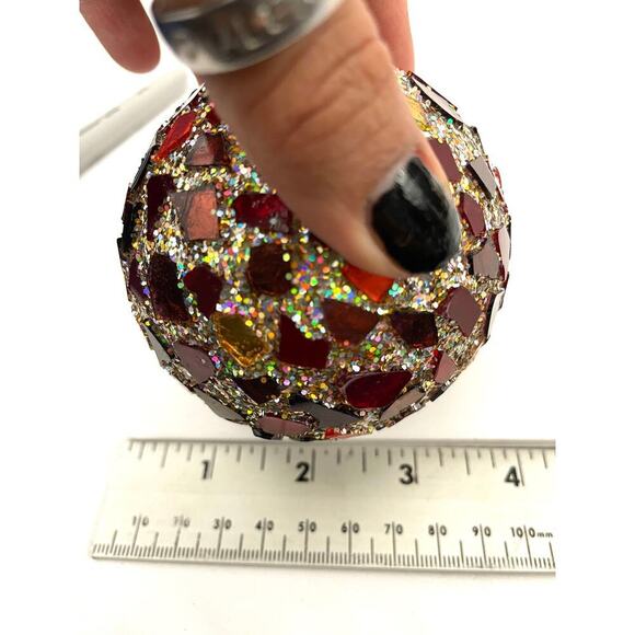 VTG Glitter Glass Ornaments Lot of 8 Round Sphere Hand Painted Czech Bulb - Picture 6 of 16